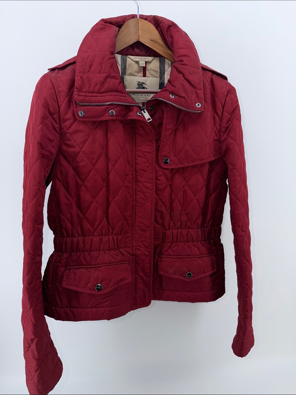Burberry Quilted Burgundy Puffer Jacket